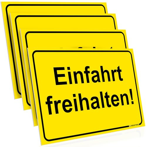 PRINTIMA 4x Schild „Einfahrt freihalten!” 32x21 cm – Wetterfeste PVC Hinweisschilder + Montagematerial – Zufahrt sichern & Parkverbot deutlich kennzeichnen