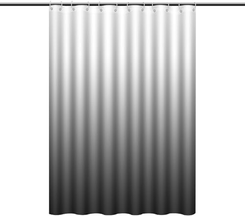 Hoypeyfiy Grau-Weiß-Schwarz Farbverlauf Duschvorhang 120x200cm, Wasserdichter und Waschbarer Textil-Badvorhang, Geeignet für Wohnungen, Schulen, Hotels und Mehr
