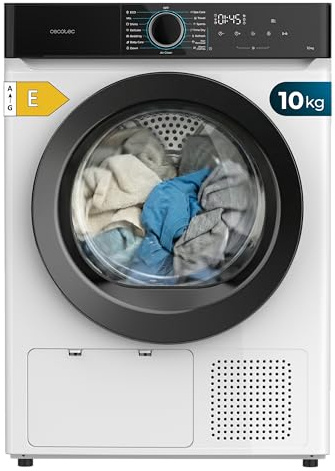 Cecotec Asciugatrice a Pompa di Calore 10Kg Bolero Dresscode Dry 10180. 700W, Classe E(A++), 15 Programmi, 3 Livelli Asciugatura, SpaCare, Antipiega, Accessorio Scarpe, Bianca, Risparmio Energetico