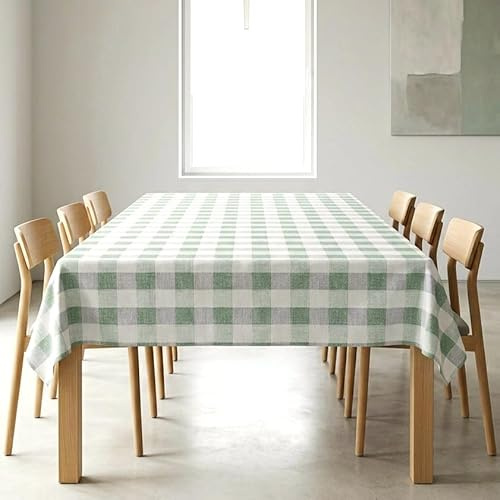 Gilania Tovaglia Rettangolare Stampata Misto Cotone 140x180 cm Quadri Verde | Per Tavolo da 6 Posti 140x180 cm, Elegante, Resistente, Facile da Pulire e Moderna, per Uso Interno ed Esterno
