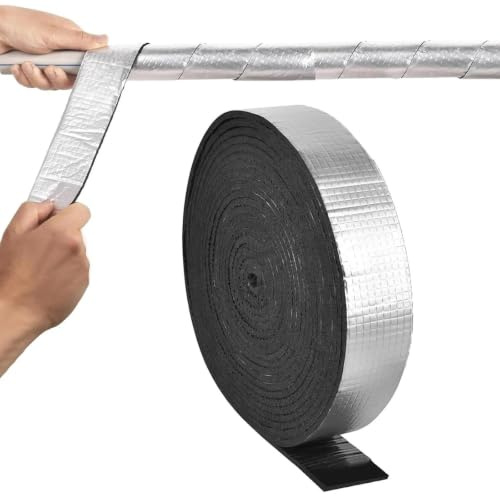 Gtwinsone Isolierung Kanal 10 m x 5 cm Selbstklebend Rohrisolierung Schaumstoff zum Wickeln Rohrumwicklung Rohrisolierungsfolie Isolierband Dämmung für Heizungsrohre Wasserleitung