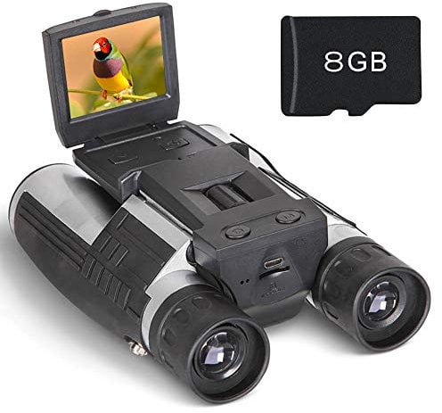 Digital Camera Binoculars Camera Telescope 12x32 5MP Video Photo Recorder with Free 8GB TF Card 2 LCD Display for Watching Bird Concert Football Game Hiking (32GB)