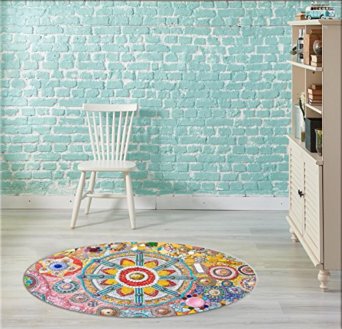 Mosaik-Teppich Kreislauf PVC | verschiedene Maße | Teppichboden PVC | Bodenbelag Vinilic | Wohndekoration 120 x 120 cm