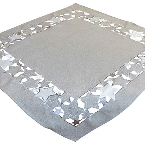 Raebel Tischläufer Mittedecke Tischband Stickerei Sterne, Verschiedene Größen, grau, Größe:Tischläufer 40 x 175 cm
