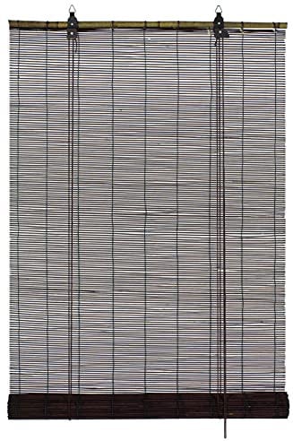 GARDINIA Bambusrollo Schoko, 100% Bambus, Inkl. Befestigungsmaterial für Decken- oder Wandmontage, 90 x 220 cm