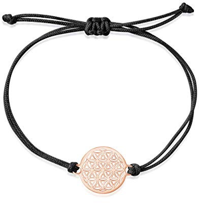 Nuoli® Blume des Lebens Armband Damen Rosegold (14-20 cm verstellbar) Lebensblume Armbändchen für Frauen & Mädchen