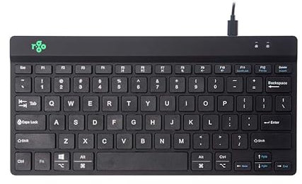 R-Go Tools Clavier Compact Break, avec Logiciel de Pause Anti-RSI, Ultra-Mince, 2xUSB-C pour Clavier numérique Externe, QWERTY (US), Filaire, pour Windows/Mac, Noir