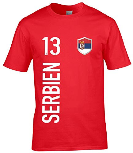 FanShirts4u Herren Fan-Shirt Jersey Trikot - SERBIEN/Srbija - T-Shirt inkl. Druck Wunschname & Nummer WM EM (5XL, SERBIEN/rot)