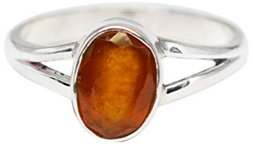 Meadows Crystalcraftindia Ring aus 925er Sterlingsilber, Karneol, Größe 5,5, US-Ring, Sterling Silber Silber Sterlingsilber Silber Stein, Karneol