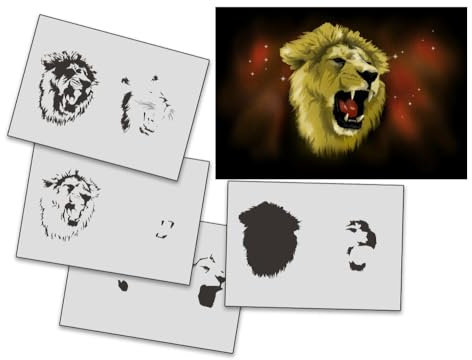 AS-288 Löwe Step by Step Airbrushschablone Größe S