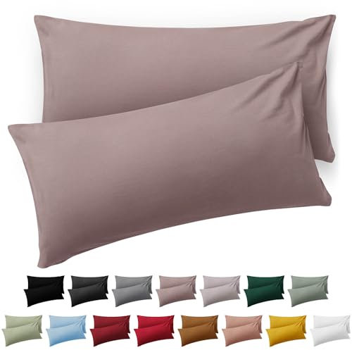 Blumtal Kissenbezug 40 x 60, 2 Stück - Oeko-TEX zert. Kissenbezüge 100% Mikrofaser in extra weich & waschmaschinenfest - Bezug Kissen 40x60 Taupe