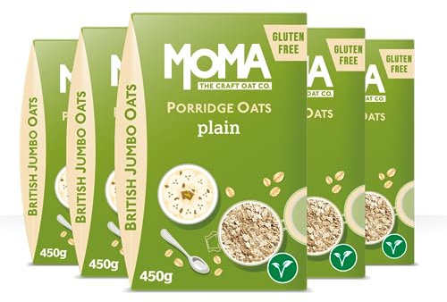 MOMA Porridge PLAIN (No Added Sugar) Breakfast Jumbo Oats - Box of 6 x 450g - Gluten Free, High in Fibre, Source of Protein, Rich in Vitamin B6 - Made in UK