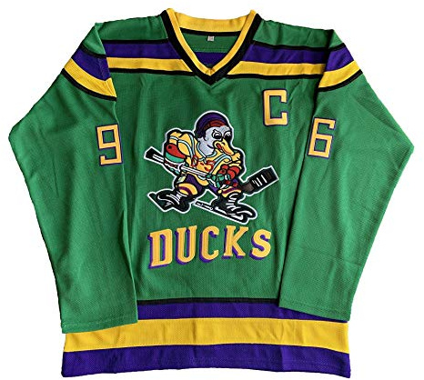 Mighty Ducks Jersey Charlie Conway #96 Movie Eishockey Trikot Grün/Weiß S-XXXL, Grün , Klein