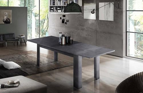 Dmora - Table extensible Nanni, Console extensible jusqu'à 10 places, Console extensible 100% Made in Italy, 140/190x90h75 cm, Ardoise