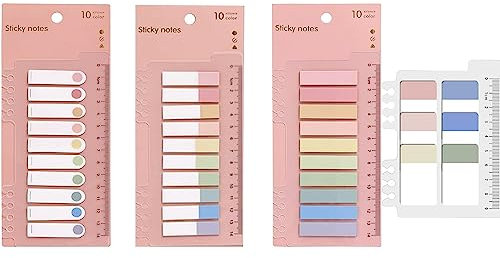 Amerson Morandi Index Tabs with Ruler, 4 Pack 660 Pieces Sticky Tab, Note Page Marker, Writable Repositionable File Flags, Book Labels for Reading, Notes, Files