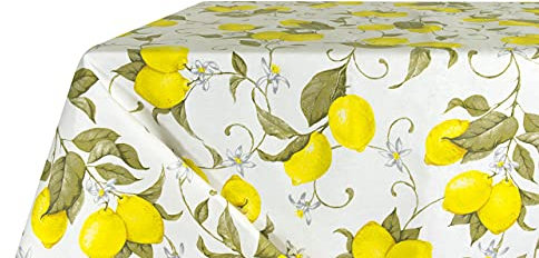 BIANCHERIAWEB Tovaglia Cucina 90x90 cm con Disegno Cedro Limoni Estate Made in Italy Copri Tavolo In 100% Cotone