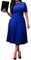 VERWIN Kurzarm-Maxikleid für Fraün mit rundem Hals, Plissee-Kleid mit glattem Gürtel (Large, Blau)