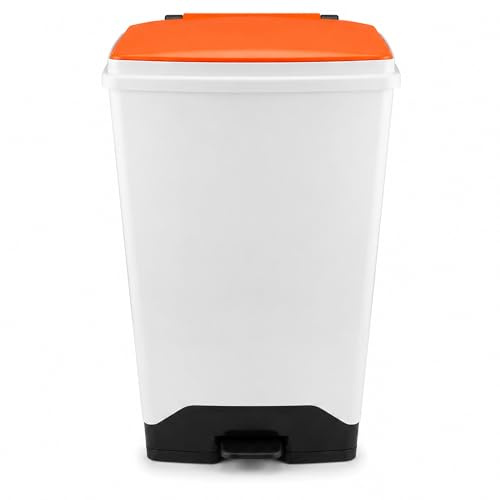 Chabrias Ltd 20L, 42L & 70L Fully Plastic Fire Retardant Sack Holder, Hospital, School, General Waste, Domestic Waste, Soft Closing Sack Holder (Orange Lid, 70 Litres)