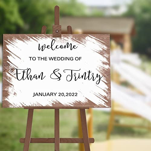 Letrero de bienvenida personalizado para boda, cartel de bienvenida a la boda de madera, letrero de boda envejecido, decoración de nombre familiar, cartel de recepción de boda, póster para ceremonia,