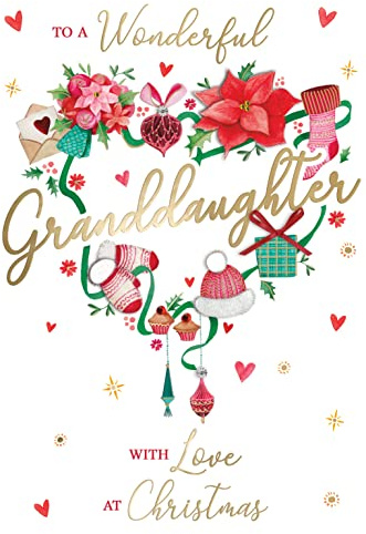 Granddaughter With Love Embellished Magnifique Christmas Card Large Xmas Cards XMQ016
