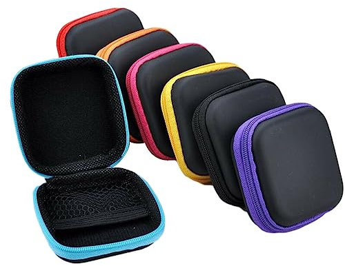 Mikikit Outdoor Memory Travel USB Portable Card Cable Pouch Bags Color Case for Small Compatible for earbuds Head Earphones Accessories Hard Mesh Witeless Pocket Eva Earbuds Headphone