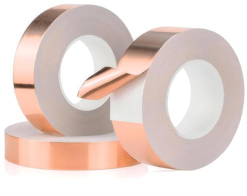 Qrity Confezione da 1 Nastro Lamina Rame, 50mm x 20m Rame Foil Tape, Nastro Adesivo Conduttivo, per i Circuiti e Riparazioni Elettriche