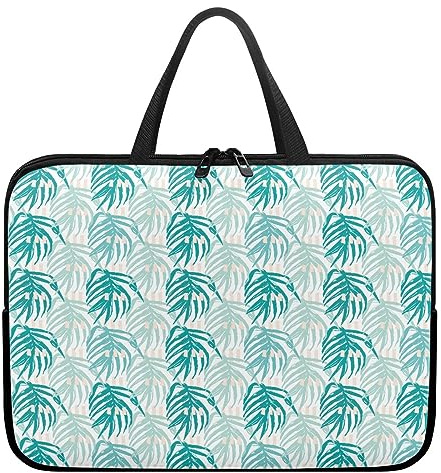 Surwin Laptop Hülle Tasche, Blatt Muster Laptop Hüllen Wasserdicht Stoßfest Laptoptasche mit Griff und Reißverschluss Laptophülle Langlebig Rundumschutz Notebook Sleeve (10 Zoll,Palmblatt)