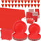 LSJDEER Red Party Tableware Supplies - Serves 40, Red Pastel Party Decoration Dinnerware Includes Plates, Cups, Napkins, Banner, Tablecloth for Wedding Birthday Party Baby Shower (Red, 40)