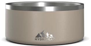 Hydrapeak Dog Bowl; Non Slip Stainless Steel; Water and Food Dish; Large Sized and Small Dogs; 32oz 64oz; Multiple Sizes | 8 Cup | Stone