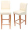 2er-Set Barhocker HWC-C33AM, Barstuhl Tresenhocker, Holz - Creme, helle Beine, Leder