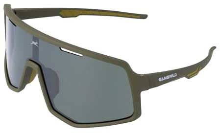 Gamswild WS4042 Fahrradbrille olivgrün – polarisierte Sonnenbrille - schnelle Fahrradbrille - bruchsichere Polycarbonatgläser - 100% Schutz vor UV Strahlen - dank UV400 – 27g