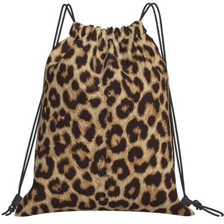 Rucksack mit Kordelzug, Unisex-Strangtasche, Sport-Turnbeutel, lässiger Tagesrucksack, Kordelzug-Sackpack, Leopardenmuster