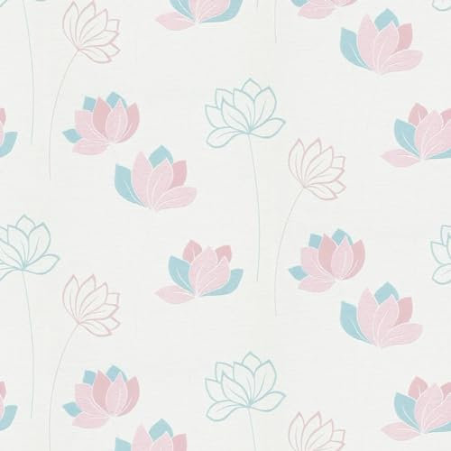 SOPHIE LAURENCE White Textured Floral Wallpaper - Rose Blue Flower Stems Non-Woven Vinyl Paste The Wall Wallpaper for Living Room Bedroom Kitchen - Sample