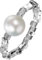Flongo Damen Perlen Ring Elastisch: Barock Perlenring 7mm echt Süßwasserperlen weiß Ringe Pearl rings silber stapelbar Daumen Ring anti Stress Stretchringe Glitzer Geschenk für Frauen Mädchen