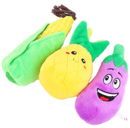 FRCOLOR Entzückendes Haustier-Spielzeug-Set Quietschendes Stofftier-Spielzeug mit Ton Obst- und Gemüse-Design
