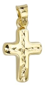 JC Trauringe Gold Anhänger Kreuz in Echt 585 Gold klassische, schlichte religiöse Goldkreuze Goldanhänger Goldschmuck Unisex Schmuck Kettenanhänger in Gelbgold inkl. Schmucketui 8561