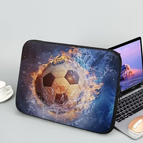 Chririnla Water Fire Football Laptop Bag Laptop Sleeve Soft Waterproof Computer Carring Pouch for Men Women 15inch