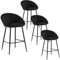 EUGAD Barhocker 4er Set, Barstühle gepolstert, Küchenhocker Samt, Küchenstühle mit Metallbeinen, hoher Hocker mit Lehne Fußstütze, für Bar Café Tresen Küche Wohnzimmer, schwarz, 1078BY-4