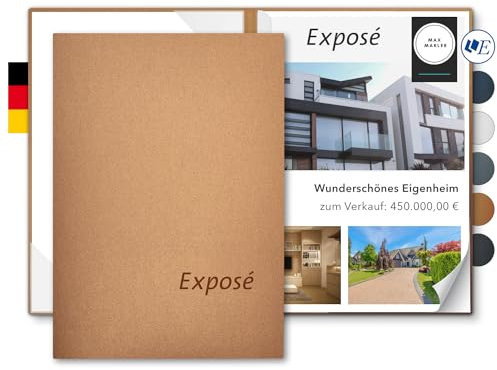 Exposémappe A4 Metallic-Effekt - Esclusiva® Classic-plus - mit Prägung Exposé - für Ihre hochwertige Objekt-Präsentation mit Metallic-Effekt - Immobilien-Makler Expose-Mappe (Kupfer, 8 Stück)