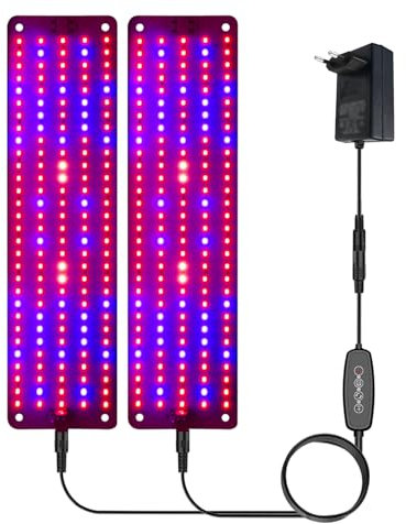 Kavolet Pflanzenlampe LED Wachstumslichttafel Vollspektrum-LED-Pflanzenwachstumslichttafel, Zusatzlicht für Zimmerpflanzen, 24-Stunden-Zykluszeit 3/6/12H, 6 dimmbare Stufen, EIN Ziehen, Zwei