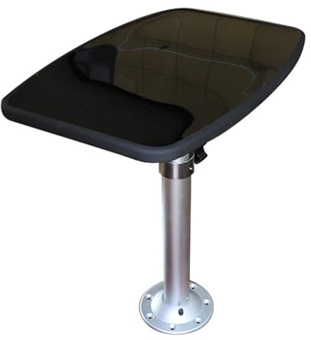 WPWSDWMX Pied Table Camping Car Cylindriques en Acier Inoxydable 51-81 cm, Table Élévatrice Rectangulaire Amovible 60 * 40 * 2 cm, Support de Base de Table RV, pour Bateau, Yacht, Caravane(Negro)