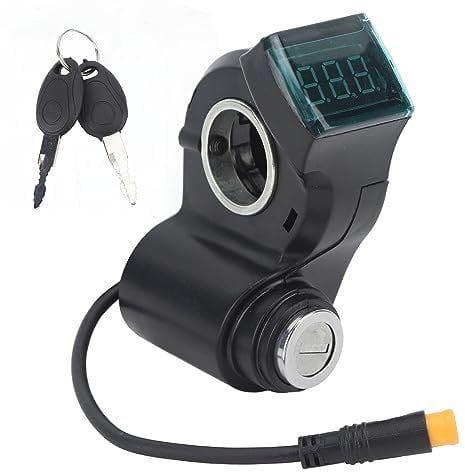 SUNFECILI Electric Scooter Handlebar Switch Lock 10 Inch ABS 3 Pin Waterproofs Digital Battery Power Display Switch Lock with Keys E Bike Handlebar Switch Lock for Replacement