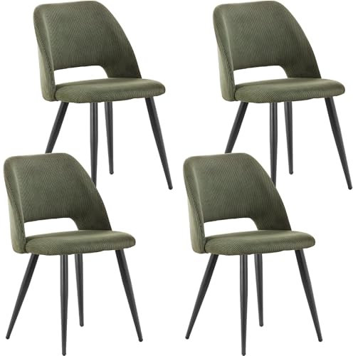 LONGTOO Set of 4 Dining Chairs,Velvet Kitchen Chair,Upholstered with Independent Legs for Dining Room,Green