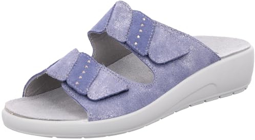 Rohde Damen Pantolette aus Leder mit Strass und losen Einlagen Rivella 5720, Größe:41 EU, Farbe:Blau