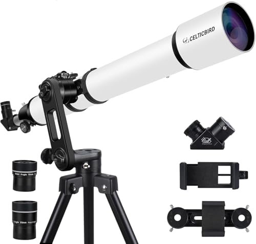 Teleskope 90mm Öffnung 1000mm Refraktor für Erwachsene Astronomie Anfänger Kinder mit hoher Präzision Anpassung, Telefon-Adapter-Halter, Ultra-stabilen Vertisteel AZ Mount Base Stativ