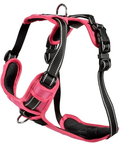 Bobby Rando Walk Hundegeschirr Größe XS, aus reflektierendem Nylon, verstellbare Schnallen mit sicherem Verschluss, einfach zu tragen, Fuchsia Rundhalsausschnitt 20-32 cm, Brustumfang 36-43 cm