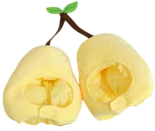 Plush Fruit Hat Pears and Cherries Headgear Fruit Theme Parties Photo Props Novelty Fancy Dress Hat Funny Double Head Hat