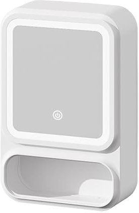 Nexusectar Spiegel Wandschrank für Badezimmer – Schminktischspiegel mit integriertem Stauraum | Spiegel mit LED-Lichtern, magnetischer Spender für Taschentücher und modernes Design für Shampoo und