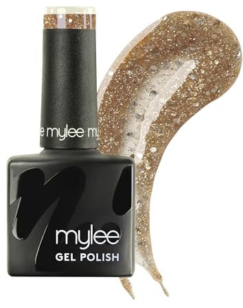 Mylee Gel Nail Polish 8ml [Gold Mines] - UV/LED Soak-Off Nail Art Manicure Pedicure for Professional, Salon & Home Use [Bold Glitter Range] - Long Lasting & Easy to Apply