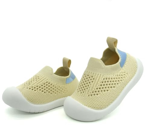 TootyTots Baby Sockenschuhe, rutschfeste Lauflernschuhe 0–3 Jahre | Atmungsaktives Strickmaterial, flexible TPR-Sohle, Zehenschutz, maschinenwaschbar, für drinnen, draußen & erste Schritte